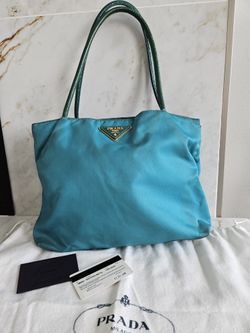 Prada Tessuto Nylon Turquoise Tote bag