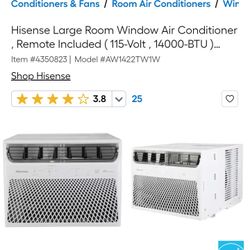 Hisense Large Room Window Air Conditioner , Remote Included ( 115-Volt , 14000-BTU )