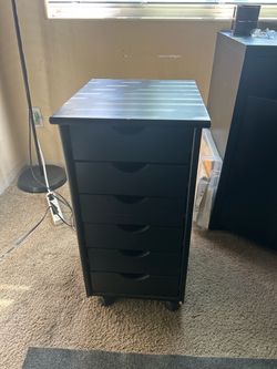 Black Rolling Storage Drawer Cabinet