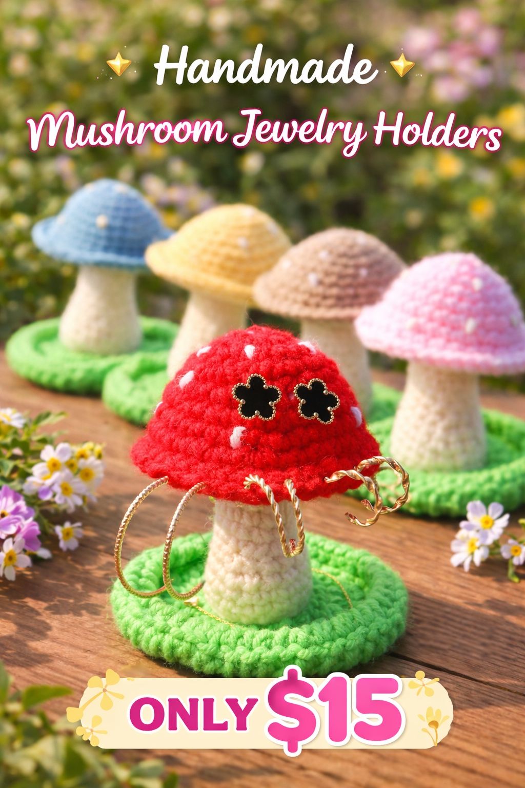 Handmade Mushroom Jewelry Holders ๐