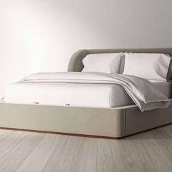 Brand New Saatva Cassis Taupe Velvet King Storage Bed