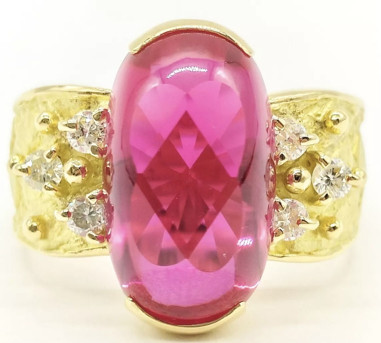 Dazzling 10.93 Natural Ruby And Diamond 18k Ring Size 8.25