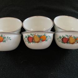 Vintage Korean Enamel Ruby Ware Bowls