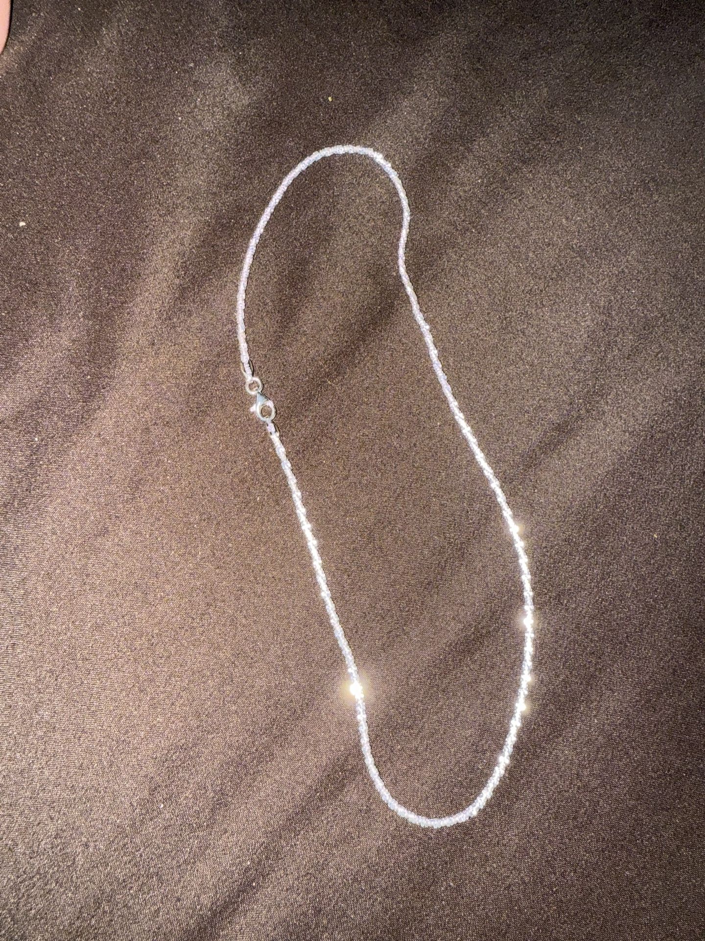 16 inch twisted rock sterling silver chain
