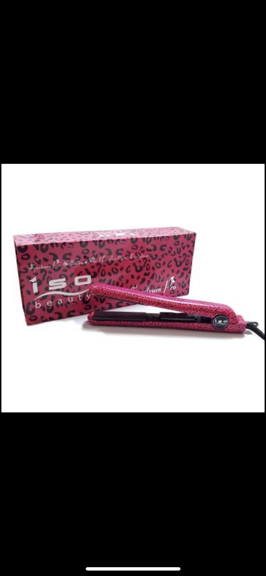 Hair Straightener Ceramic Flat Iron Pink Leopard By Iso Beauty USA Original New