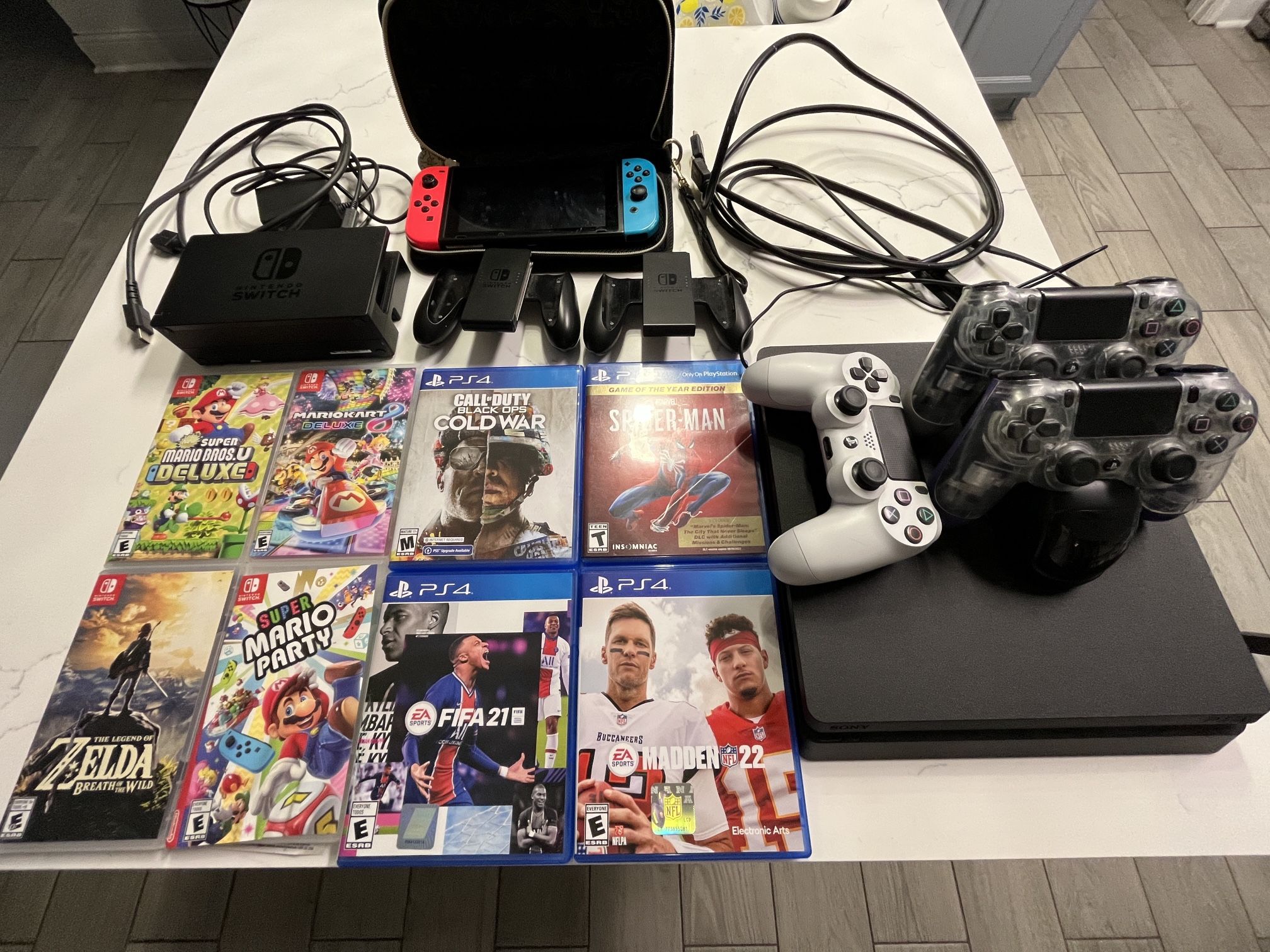 PS4 & Nintendo Switch with Controllers and Games