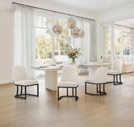 4X Linen fabric dining chairs