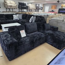 Black Curdoroy Sectional Also Avail In GREY IN STOCK