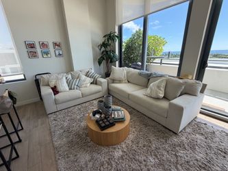 Cream Fabric Sofa Set of Two