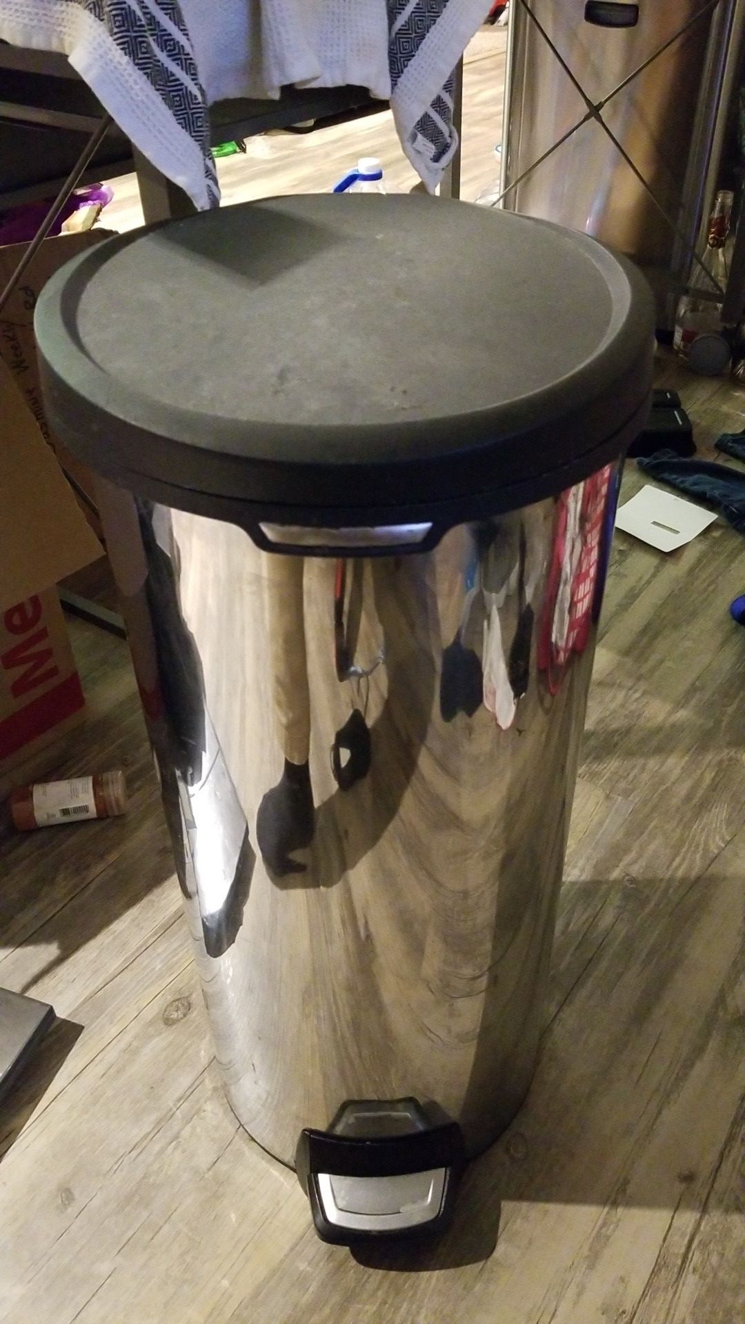 Tall kitchen stainless steel trash can