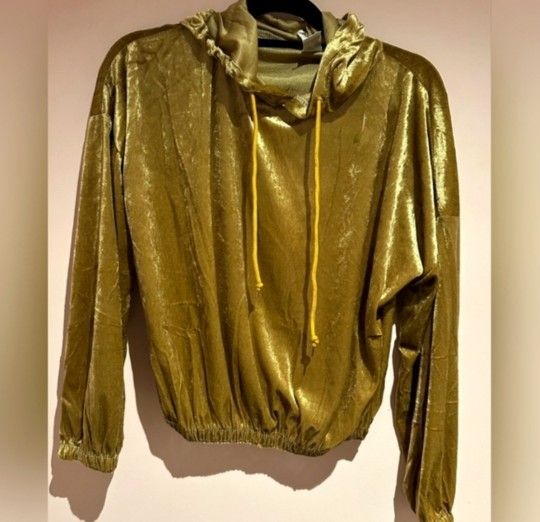 Gold Velvet Hoodie Sz S