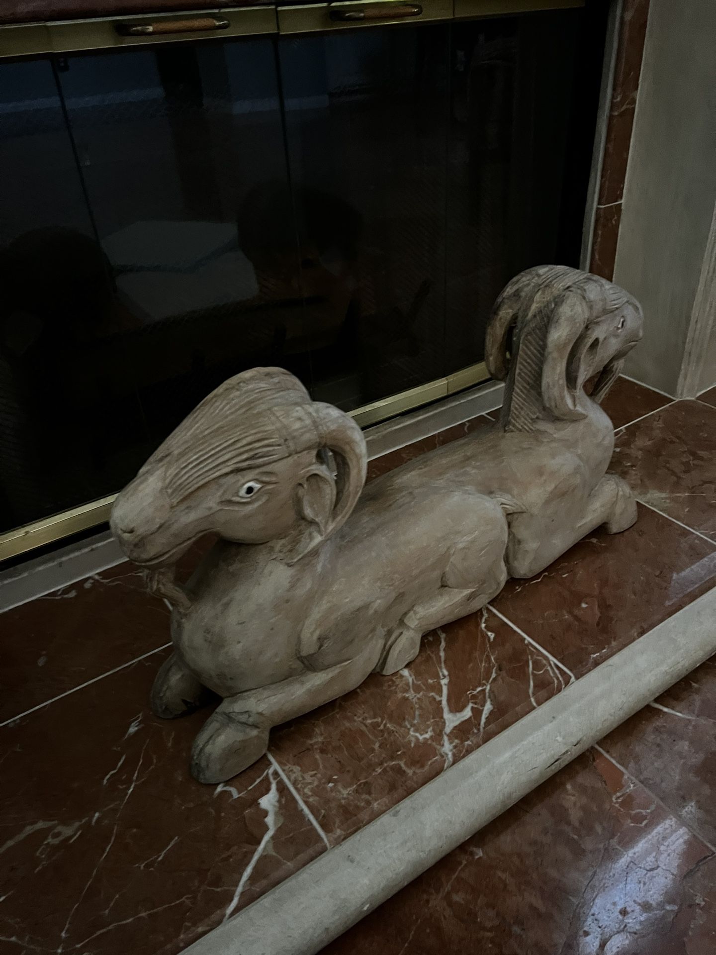 Vintage Ram Statue – Unique Double-Headed Design