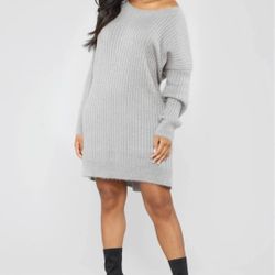Gray  Sweater  Dress 