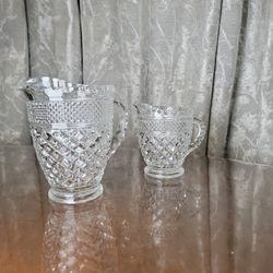 Anchor Hocking Wexford diamond pattern clear glass creamer pitcher

