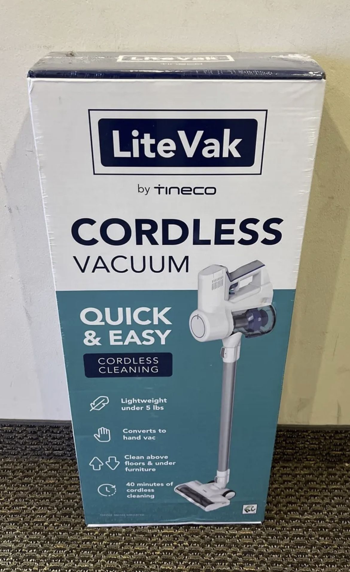 LiteVak by Tineco Cordless Stick Vacuum-40 Minute Runtime + HEPA Filtration+LED