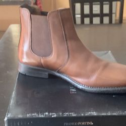 Franco Fortini Men's Ron Chelsea Leather Ankle Boots Size 10 M Brown