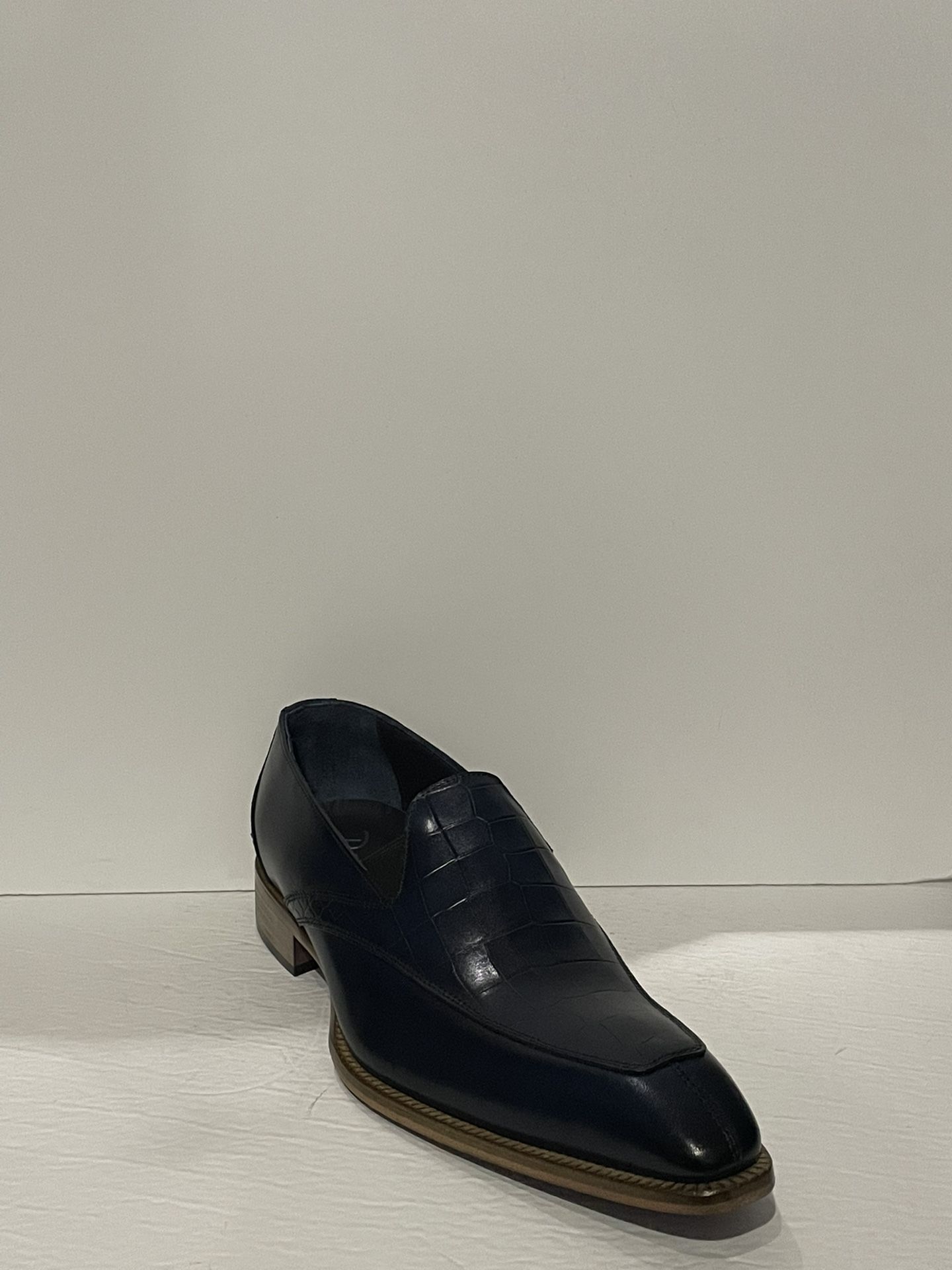 Duca Shoes Dress Navy Point Toe Slip On Atalian Leather 