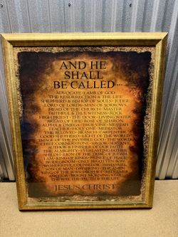 And He Shall Be Called Framed Art Print Jesus Christ Names Gold Frame 28x33