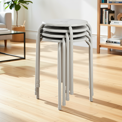 Homy Casa Lemon 4PC Metal Stackable Stools Morandi Gray Folding Eiffel Tower Perforated Seat