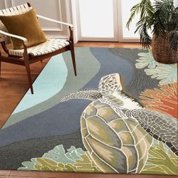 New, Ravella Akumal Indoor/Outdoor Soft Durable Rug - Ocean 3’6” x 5’6”