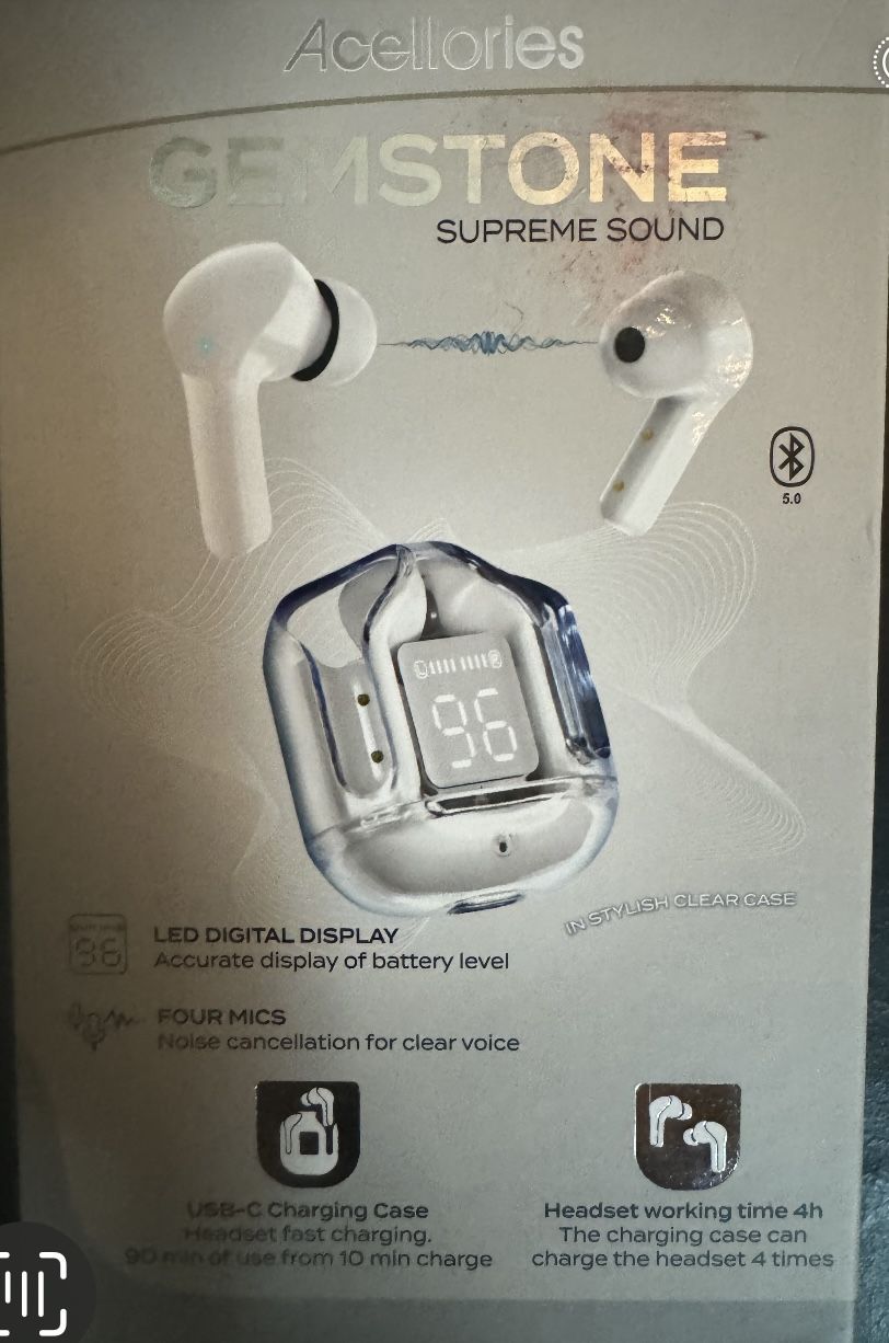 Acellories Gemstone Pro Sound Digital Led Display Bluetooth Earbuds