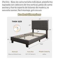 Twin size frame - cama tamaño individual