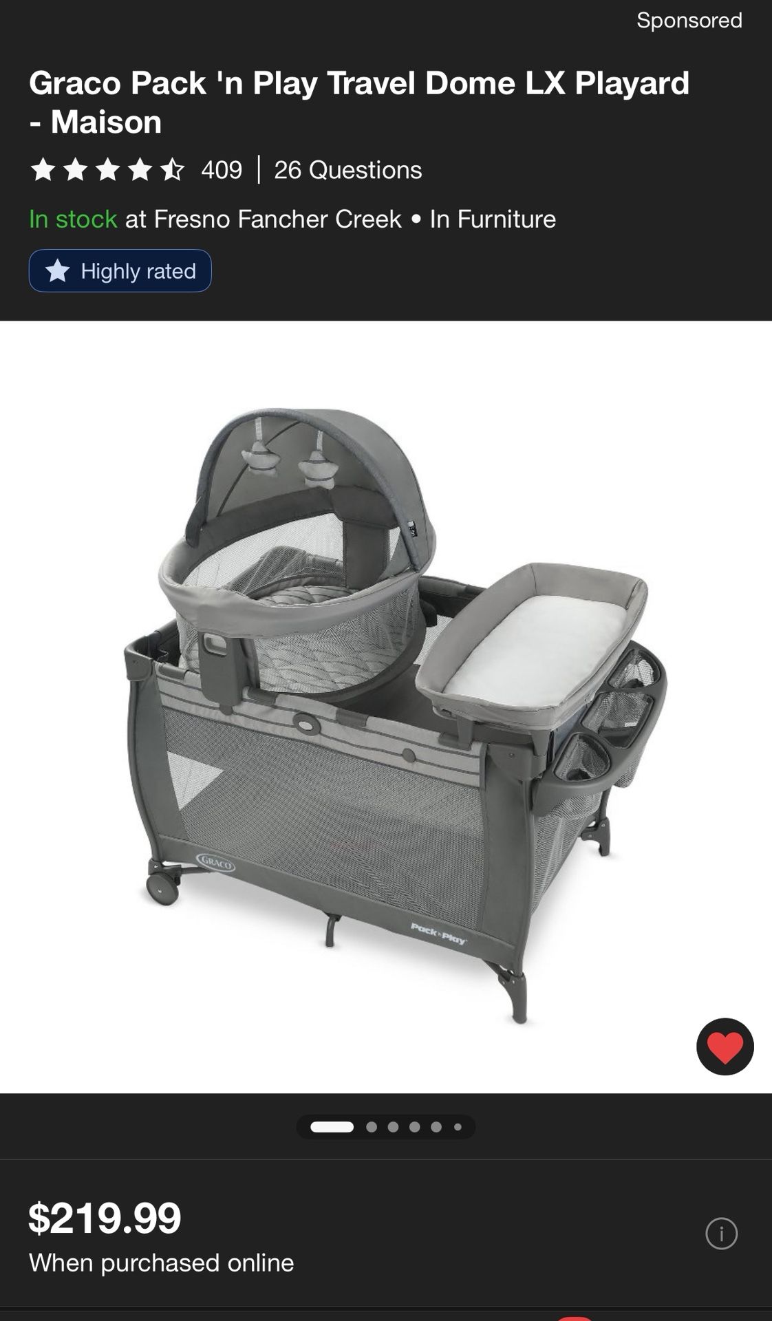 Graco Pack 'n Play Travel Dome LX Playard