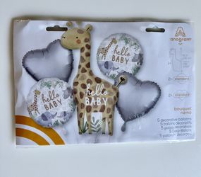 Hello Baby Balloon Bouquet, 5 Balloons In A Set