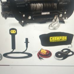 Champion Power Equipment-100427 Truck/SUV Synthetic Rope Winch Kit With Speed Mount, 12,000-Lb 12,000 Lb + Truck/SUV + Hawes