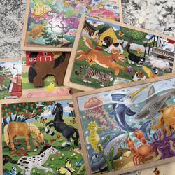 Wooden Puzzles And Puzzle Rack Melissa, And Doug