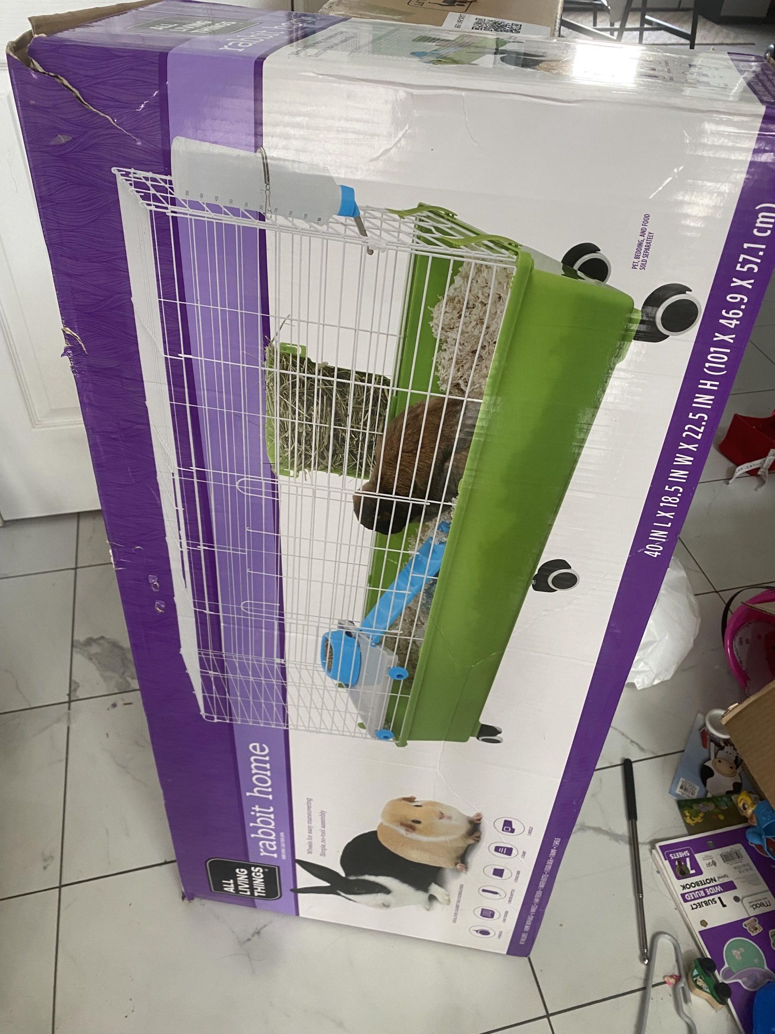 All Living Things Rabbit Home Small Animal Cage 40 L x 18.5 W x 22.5 H