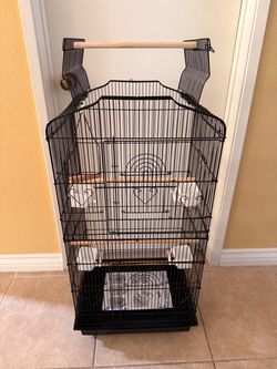 Black Bird Cage with Open Play Top