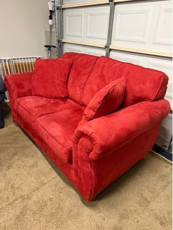 Excellent Red Suede Fabric Sofa