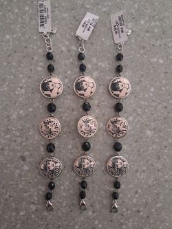 Brighton "Nanette" Cream Resin Black Crystal Flapper Bracelets - Individually Priced