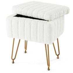 White vanity stool chair with storage