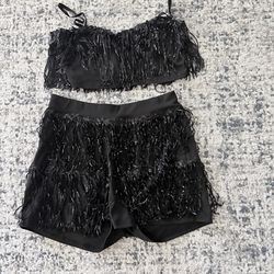 Black 2 piece woman’s sequin outfit