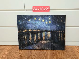 Vincent van Gogh 'Starry Night Over the Rhône' Canvas Wall Art 24x18x2"