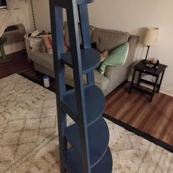 Corner Bookshelf Blue 5 Shelves