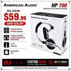 American Audio Professional DJ or Studio Headphones Carrying Pouch 1/4" Adapter HP 700 🚨 Payment Options Available 🚨 No Credit Needed 🚨