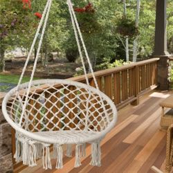 Milky Garden Hammock Chair Swing With LED Lights For Indoor Outdoor Play Ground, Balcony, Tree