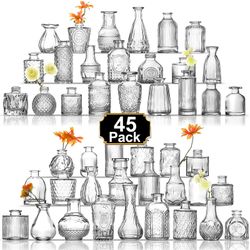 Arme Vase Set Of 45, Clear Bud Vases In Bulk, Mini Glass Vases For Flower, Small Flower Vases For Centerpieces, Vases For Decor, Home Wedding Table Dé