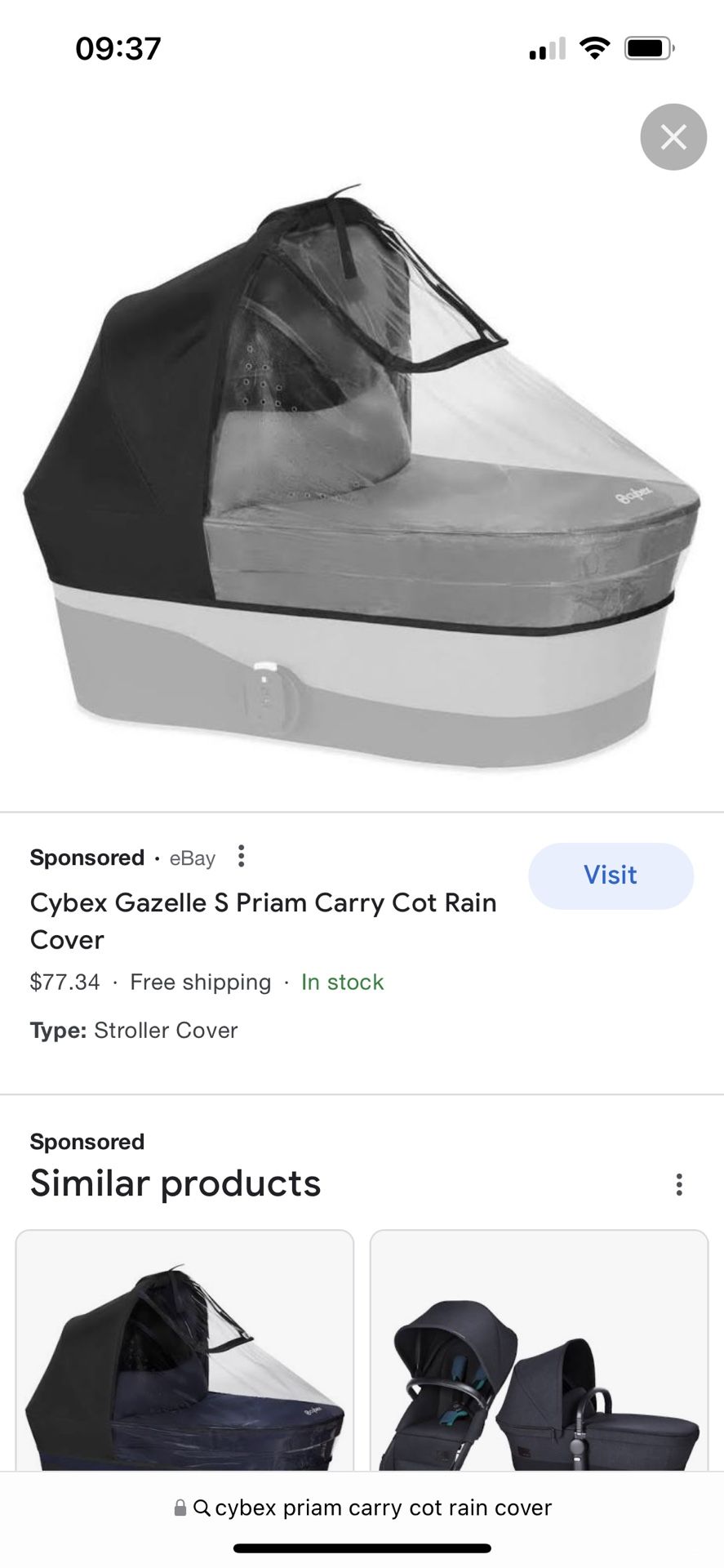 CYBEX PRIAM CARRY COT RAIN COVER