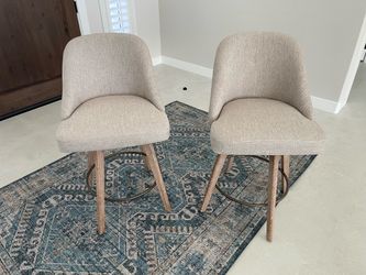Set of 2 Upholstered Counter Stools