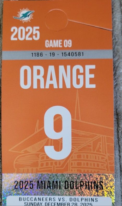 Miami Dolphins Orange Parking Pass 
