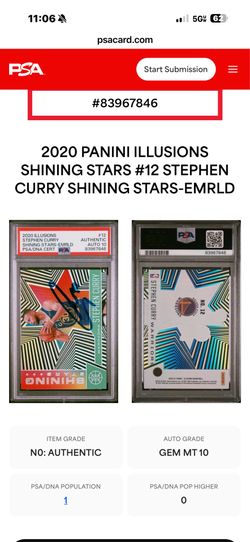 2020 illusions stephen curry shining stars auto