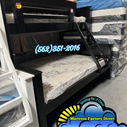 Twin XL Black Over Full Bunk Bed Bundle Set 