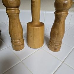 Salt & Pepper, Tier Tray,  Wood Decor  Sold Together 