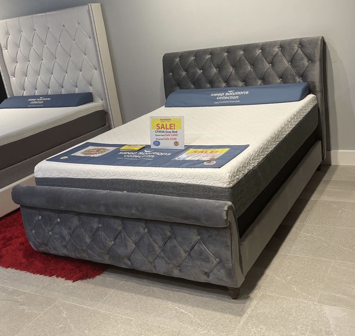 Gray Velevet Queen Bed On Sale And In Stock!!! ** Ellenton Outlets ** No Credit Needed!