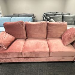 81.5'' Linen Upholstered Sofa, Modern 3 seater Sofa Couch with Back Cushions and 2 toss pillows for Living Room/Bedroom/Apartment