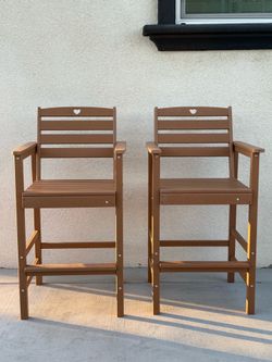 HDPE Adirondack Bar Chairs Set (2-Pack), All-Weather Outdoor Furniture for Patio, Balcony, Deck & Poolside – Available in 4 Colors